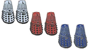 Doctor Who Dalek Sci Fi Baddie Red White Blue Metal & Enamel Mens Cufflinks NEW - Picture 1 of 5