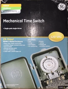 Interruttore orario meccanico GE 24Hr interno esterno 40 Amp 120 Vac 5Hp scatola timer 15163 - Foto 1 di 6
