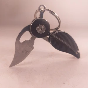 Leaf Pocket Knife Black 2.25" Closed Small Keychain Knife - Picture 1 of 5