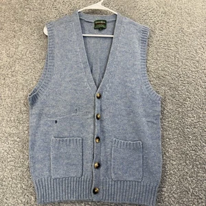 Savile Fila Maglione Gilet Uomo Grande Blu Shetland Lana Bottoni Tasche Frontali - Foto 1 di 6