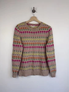 Boden Jumper Size Medium Beige Floral Knitted Sweater Wool Cashmere Kitsch - Picture 1 of 10