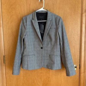 Banana Republic Classic Fit Gray Plaid Blazer Size 12 Career Office NWT - Picture 1 of 8
