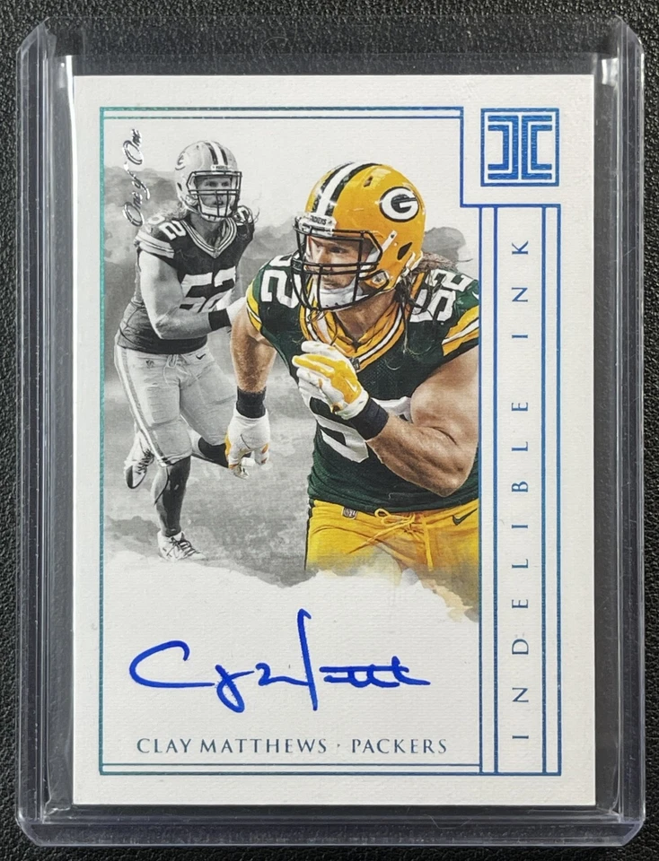 CLAY MATTHEWS 2018 PANINI IMPECCABLE INDELIBLE INK PLATINUM AUTO 1/1 PACKERS - Image 1 of 2