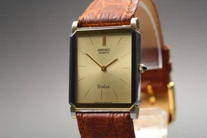 Orologio Uomo Vintage [QUASI NUOVO] Seiko Dolce 7730-5020 25mm Quadrante Oro Quarzo - Foto 1 di 10