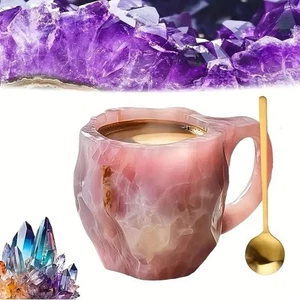 400ml Elegant Luxury Translucent Mineral Colored Crystal Mug With Spoon - Picture 1 of 1