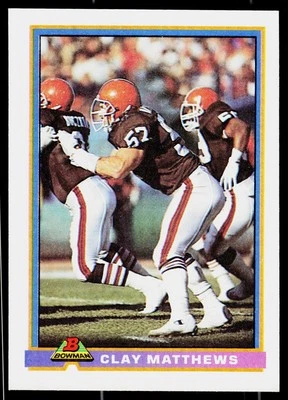 Clay Matthews, 1991 Bowman, #95, Cleveland Browns, - Image 1 of 2