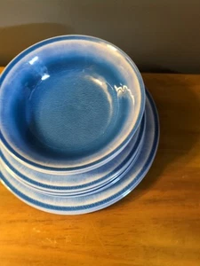 12-Piece Melamine Dinnerware Set - Service for 4, Blue Glaze with Rustic Edge - Picture 1 of 15