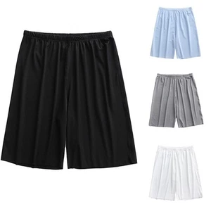 Knee Length Casual Wear Men's Soft and Breathable Ice Silk Pajama Shorts - Picture 1 of 26