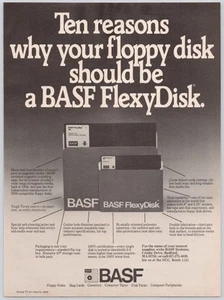 BASF FlexyDisk 5.25 8 Inch Floppy Disk Magnetic Media Vintage Print Ad 1980 - Picture 1 of 5