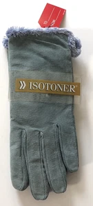 ISOTONER LARGE STEEL BLUE SUEDE MICROLUXE LINED WOMEN'S GLOVES NWT - Picture 1 of 3