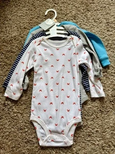 Carter's Baby 4-Pack Long Sleeve Cotton Body Suits 12M NWT - Picture 1 of 3