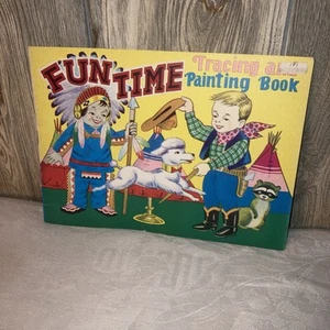 Vintage 1960’s 70’s FUNTIME Tracing & Paint Book  MCM Great Graphics Very Nice - Picture 1 of 6