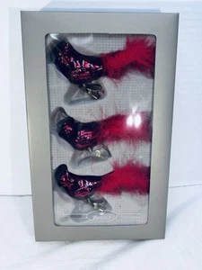 Regency Intl Vetro Cardinale Uccellini Piuma Pennacchio Coda Clip On Ornamenti Set di 3 - Foto 1 di 8
