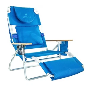 Ostrich Deluxe Reclining Lounge Chair, 3 in 1 Folding Outdoor Beach Lounger, ... - Picture 1 of 9