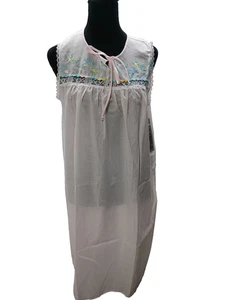 Vintage Lorrainne Nachthemd ärmellos rosa bestickt Blumen neu Klines Dept Store - Bild 1 von 10