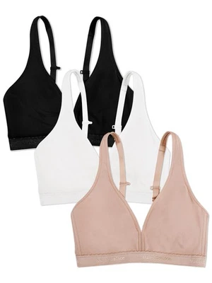 Bralette de algodón sin cables Fruit of the Loom para mujer negro/blanco/arena talla 3XL Foto 1 de 4