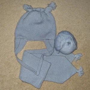 BOY'S HAT AND SCARF WOOL SET blue kids knit children 3 4yrs - Picture 1 of 1