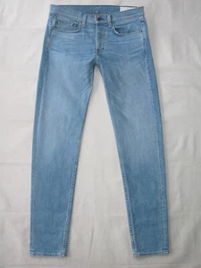 rag & bone Mens Slim Fit 1 Skinny Jeans Size 34 x 33 Blue Distressed + Stretch - Picture 1 of 12