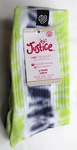 Justice Girls 4 Pairs Crew Socks, Medium, Shoe Size 10.5 - 4, New - Picture 1 of 4