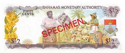 Bahamas $ 1/2  ND. 1968   P 26s   Series C  Specimen  Uncirculated Banknote - Image 1 of 2