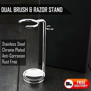 STAINLESS STEEL MADE RAZOR AND BRUSH SHAVING STAND / HOLDER FOR MEN'S - Picture 1 of 4