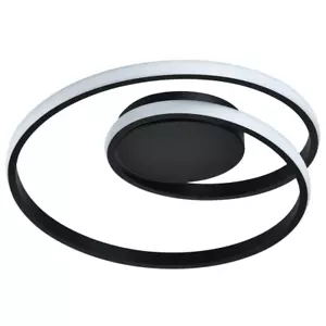 Modern Single Loop Strip Flush LED Powered Ceiling Light Fitting in Black San... - Picture 1 of 6
