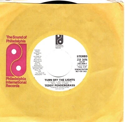 Teddy Pendergrass:   Turn Off The Lights / DJ COPY .. STEREO/MONO .. 45 RPM 6459 - Image 1 of 3