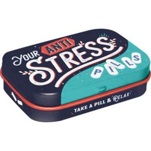 NOSTALGIE Pillendose YOUR ANTI STRESS PILLS m. Pfefferminzdragees NEU OVP - Picture 1 of 1