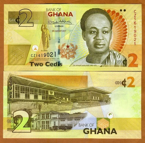 Ghana, 2 Cedis, 2017, P-37Ae, UNC Cover