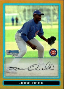 2009 Bowman Chrome Prospects Gold Refractors Baseball Card #BCP10 Jose Ceda /50