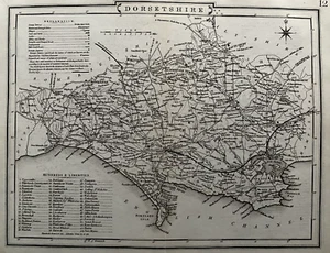 1804 (1858) Antique Map: Dorset by Cole from Railway & Pedestrian Atlas - Picture 1 of 2