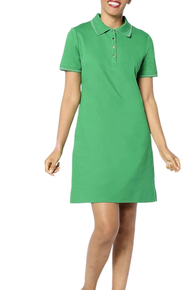 Isaac Mizrahi Live! Vestido polo verde manga corta Clubhouse para mujer Foto 1 de 1