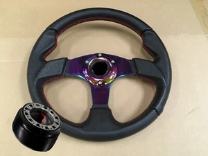Civic Prelude CR-V RSX Fit Accord TL CL S2K Neo Chrome Red Steering Wheel + Hub - Picture 1 of 1
