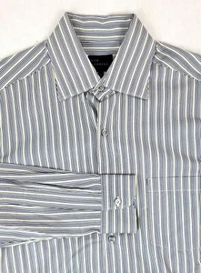 Kim Herring Shirt Italian Mens Large Made In Italy Long Sleeve Striped Button Up - Picture 1 of 6