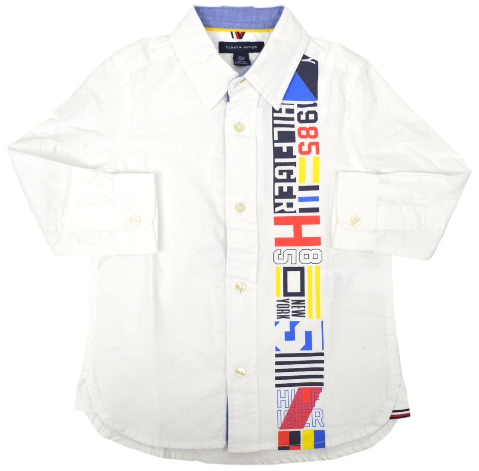 Camisa Tommy Hilfiger Niños Niños Manga Larga Abotonada, Blanca, Talla XXS 2-3, 9709-1 Foto 1 de 1