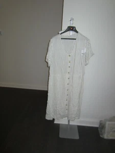 Old Navy Women Dress Striped Blue & White Size 4XL Button-Up Front - Picture 1 of 6