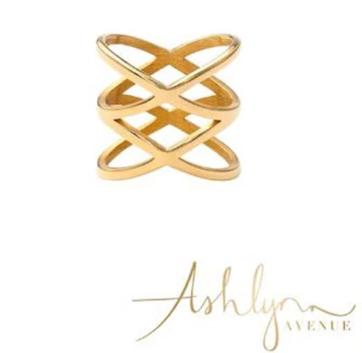 Nuevo Ashlynn Avenue - Anillo Cortland Chapado en Oro Amarillo 18K Tejido - Talla 6 Foto 1 de 4