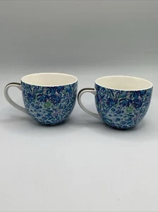 Lilly Pulitzer 2er Set Blau Blumen Tassen Tassen Keramik Kaffee Tee 12oz - Bild 1 von 11