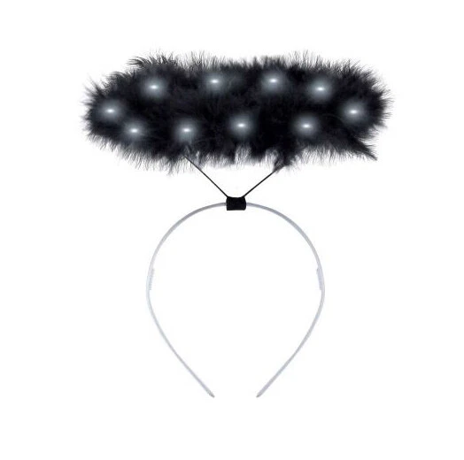 HENBRANDT Schwarz leuchtender LED flauschiger Heiligenschein Engel Stirnband Engel Fee Weihnachten Kostüm