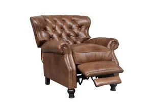 NEW Barcalounger Presidential II Wenlock Tawny Leather Manual Recliner Chair - Picture 1 of 8