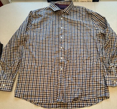 Camisa social masculina Egara sem ferro slim fit xadrez com botões tamanho 2XLT - Imagem 1 de 2