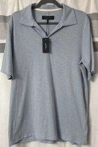 NWT Rag & Bone Johnny Slub Blue Fog Jersey Polo Mens Size Large S/S $148 - Picture 1 of 11