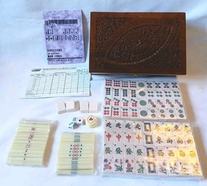 Mah Jong Set Wooden Box 148 Tiles Mainly Sealed New Book Sticks Mahjong Jongg - Picture 1 of 19