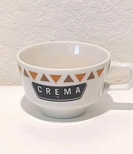 Rare Vintage Homer Laughlin CREMA Tea Cup Mug White Brown Orange Triangle Coffee - Picture 1 of 11
