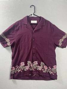Abercrombie Fitch Men's Sz M The A&F Summer Linen Blend Shirt Purple Maroon - Picture 1 of 12