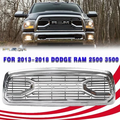 Grill For 2013-2018 Dodge Ram 2500 3500 Big Horn Front Grille chrome + Letters Foto 1 de 4
