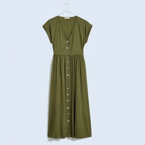 Vestido midi Madewell con botones delanteros en oliva desierto - Imagen 1 de 5