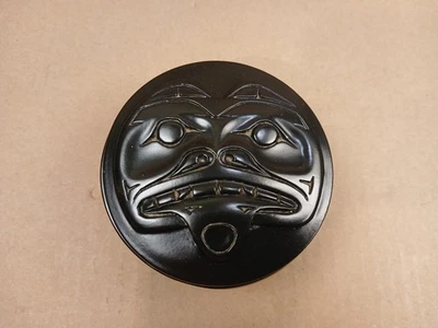 珍珠岩上盖因纽特人爱斯基摩饰品盒手工制作加拿大制造二手 — 第 1/4 张图片