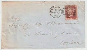 1865 DEVON NEWTON ABBOT DUPLEX 1d PLATE 74 EXTRA STRIKE - SAME POSTMARK ON BACK - Picture 1 of 2