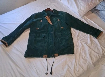  Abrigo chaqueta para mujer Preston & York Forest verde gamuza talla XL detalles tostados Foto 1 de 4